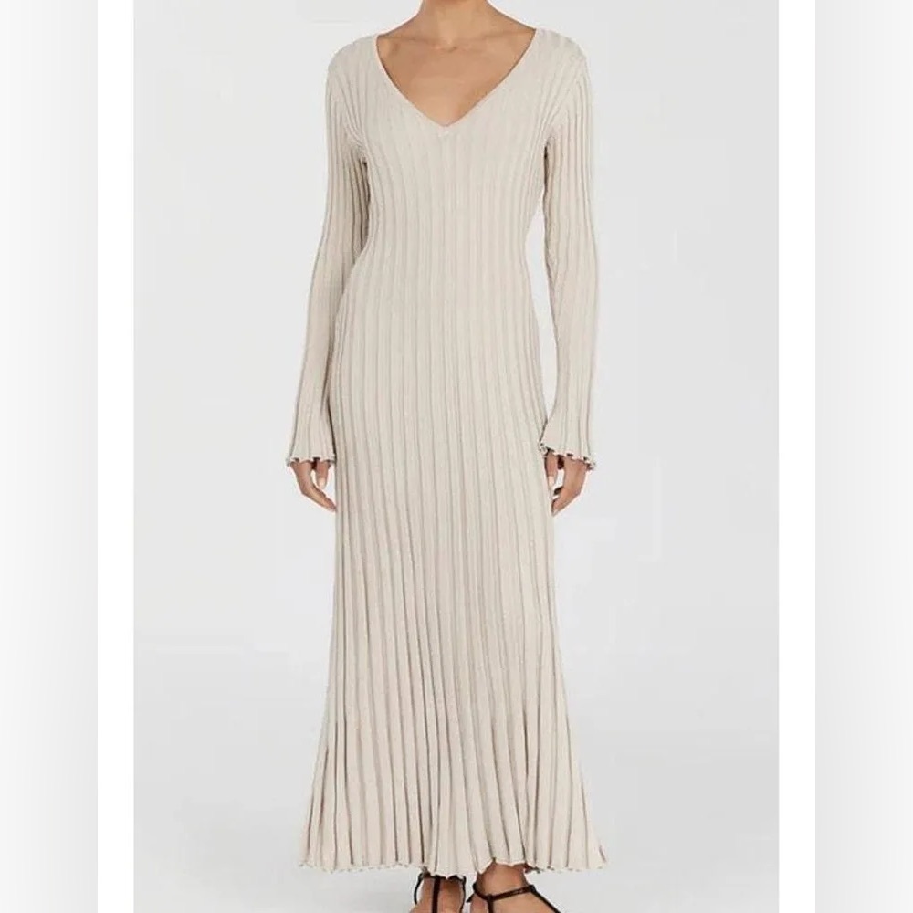 DISSH Reign Dress Ribbed V-Neck Long Sleeve Maxi Dress